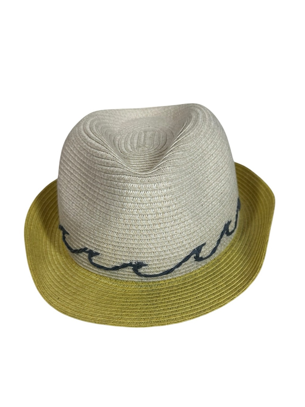 SAN DIEGO HATS Kids Two-Tone Straw Fedora Hat - Beach Waves Designs Sz 5-7 y/o